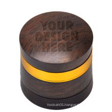 Ebony/Blackwood 60MM 4 Parts herb grinder weed grinder engraved logo rosewood aluminum teeth herb crusher smoking accessories